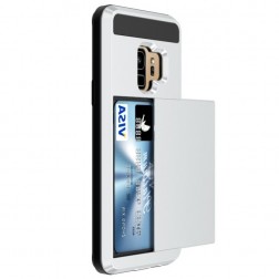 „Sliding“ Card Holder apvalks - sudrabs (Galaxy S9)