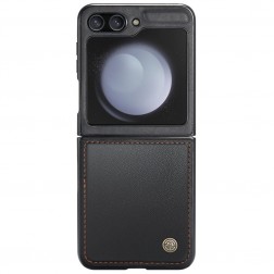 „CaseMe“ Leather plastmasas apvalks - melns (Galaxy Z Flip6)