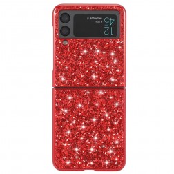 „Shine“ Glittery plastmasas apvalks - sarkans (Galaxy Z Flip3)