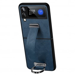 „Sulada“ Leather Kickstand ādas apvalks - zils (Galaxy Z Flip4)