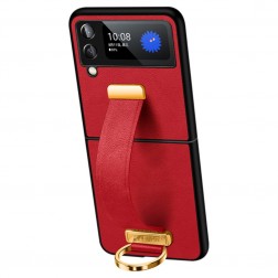 „Sulada“ Leather Kickstand ādas apvalks - sarkans (Galaxy Z Flip4)
