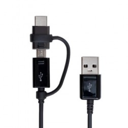 „Samsung“ Combo micro USB + Type-C vads - melns (1 m.)