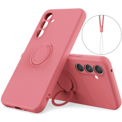 "Dechen" Ring Kickstand cieta silikona (TPU) apvalks - sarkans (Galaxy S25)