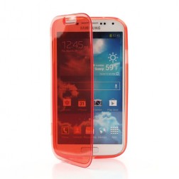 Atvēramais silikona maciņš - sarkans, dzidrs (Galaxy S4)