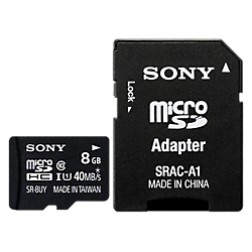 „Sony“ MicroSD atmiņas karte - 8 Gb (10 Klase) + SD adapteris