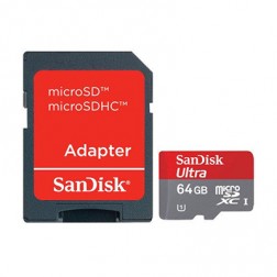 „SanDisk“ MicroSD atmiņas karte - 64 Gb (10 Klase) + SD adapteris
