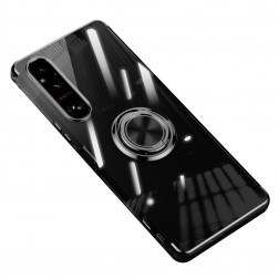 „Fashion“ Kickstand cieta silikona (TPU) apvalks - dzidrs / melns (Xperia 1 V)