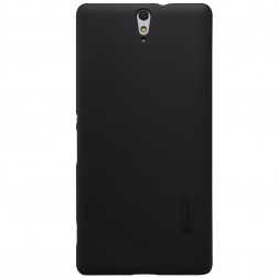 „Nillkin“ Frosted Shield apvalks - melns + ekrāna aizsargplēve (Xperia C5 Ultra)