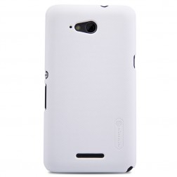 „Nillkin“ Frosted Shield apvalks - balts + ekrāna aizsargplēve (Xperia E4g)