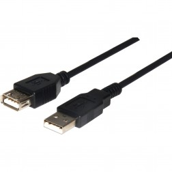 USB 2.0 A-A vads - melns (1,8 m.)