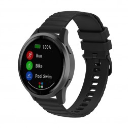 „Wave“ viedā pulksteņa cietā silikona (TPU) siksniņa - melns (Samsung Galaxy Watch 3 / Watch / Gear S3)