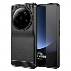 "Carbon" cieta silikona (TPU) apvalks - melns (Xiaomi 13 Ultra)