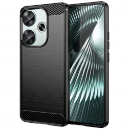 "Carbon" cieta silikona (TPU) apvalks - melns (Poco F6 5G)