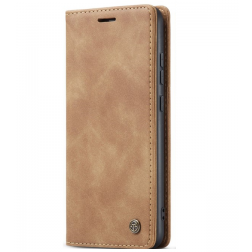 "CaseMe" Retro solīds atvēramais ādas maciņš - gaiši brūns (Redmi Note 14 Pro 4G)