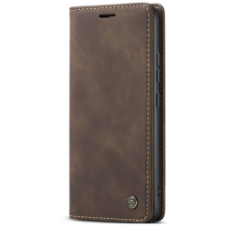 "CaseMe" Retro solīds atvēramais ādas maciņš - brūns (Redmi Note 14 Pro 5G / Note 14 Pro+ 5G / Poco X7 5G)