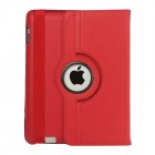 Apple iPad 2, 3, 4 atvēramais sarkans ādas futrālis, grozās 360° grādu apjomā