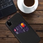 Apple iPhone 11 Pro „KSQ“ Shell melns ādas apvalks ar iebūvētu karšu turētāju