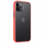 Apple iPhone 12 (12 Pro) elegants „IPAKY“ Specter dzidrs (caurspīdīgs) silikona apvalks (apmales sarkanā krāsā)