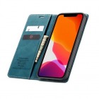 Apple iPhone 12 Mini CaseMe Retro solīds atvēramais ādas zaļš maciņš - maks
