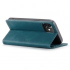 Apple iPhone 12 Mini CaseMe Retro solīds atvēramais ādas zaļš maciņš - maks