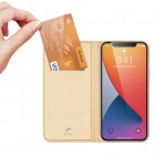Apple iPhone 12 Mini „Dux Ducis“ Skin sērijas zelta ādas atvērams maciņš