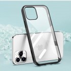 Apple iPhone 12 (12 Pro) elegants „IPAKY“ Royal dzidrs (caurspīdīgs) silikona apvalks (apmales melnā krāsā)