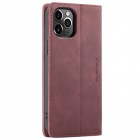 Apple iPhone 12 Pro Max CaseMe Retro solīds atvēramais ādas bordo maciņš - maks