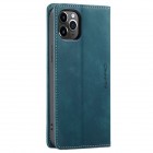 Apple iPhone 12 Pro Max CaseMe Retro solīds atvēramais ādas zaļš maciņš - maks