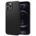 Apple iPhone 12 Pro Max „Spigen“ Liquid Air melns cieta silikona apvalks 