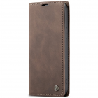 Apple iPhone 13 CaseMe Retro solīds atvēramais ādas brūns maciņš - maks
