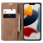 Apple iPhone 13 Pro CaseMe Retro solīds atvēramais ādas gaiši brūns maciņš - maks