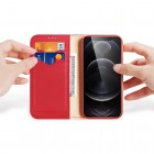 Apple iPhone 13 Pro „Dux Ducis“ Hivo sērijas sarkans ādas atvērams maciņš 