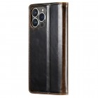 Apple iPhone 13 Pro Max „CaseMe“ Leather solīds atvēramais ādas brūns maciņš - maks