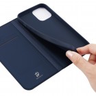 Apple iPhone 13 Pro Max „Dux Ducis“ Skin sērijas zils ādas atvērams maciņš