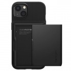 Apple iPhone 13 „Spigen“ Slim Armor CS melns silikons apvalks