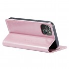 Apple iPhone 14 Plus „CaseMe“ Leather solīds atvēramais ādas rozs maciņš - maks