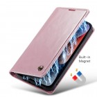 Apple iPhone 15 „CaseMe“ Leather solīds atvēramais ādas rozs maciņš - maks