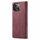 Apple iPhone 15 CaseMe Retro solīds atvēramais ādas bordo maciņš - maks