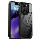 Apple iPhone 15 Pro elegants „IPAKY“ Fiber dzidrs (caurspīdīgs) silikona apvalks (apmales melnā krāsā)