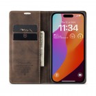 Apple iPhone 16 CaseMe Retro solīds atvēramais ādas brūns maciņš - maks