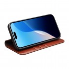 Apple iPhone 16 Pro "QIALINO" atvēramais ādas brūns maciņš - maks