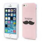 Rozs Bonjour Moustache silikona Apple iPhone 5 (5S) apvalks