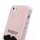 Rozs Bonjour Moustache silikona Apple iPhone 5 (5S) apvalks