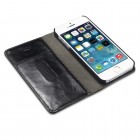 Apple iPhone 5 / 5s „CaseMe“ solīds atvēramais ādas melns maciņš - maks
