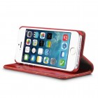 Apple iPhone 5 / 5s „CaseMe“ solīds atvēramais ādas sarkans maciņš - maks