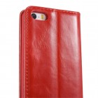 Apple iPhone 5 / 5s „CaseMe“ solīds atvēramais ādas sarkans maciņš - maks