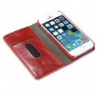 Apple iPhone 5 / 5s „CaseMe“ solīds atvēramais ādas sarkans maciņš - maks