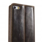 Apple iPhone 5 / 5s „CaseMe“ solīds atvēramais ādas brūns maciņš - maks
