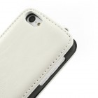 Apple iPhone 5C klasisks ādas vertikāli atvēramais balts futrālis