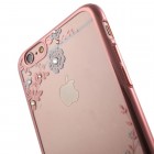 Apple iPhone 6S elegants „Kavaro“ Flowers dzidrs (caurspīdīgs) rozs plastmasas apvalks ar kristāliem